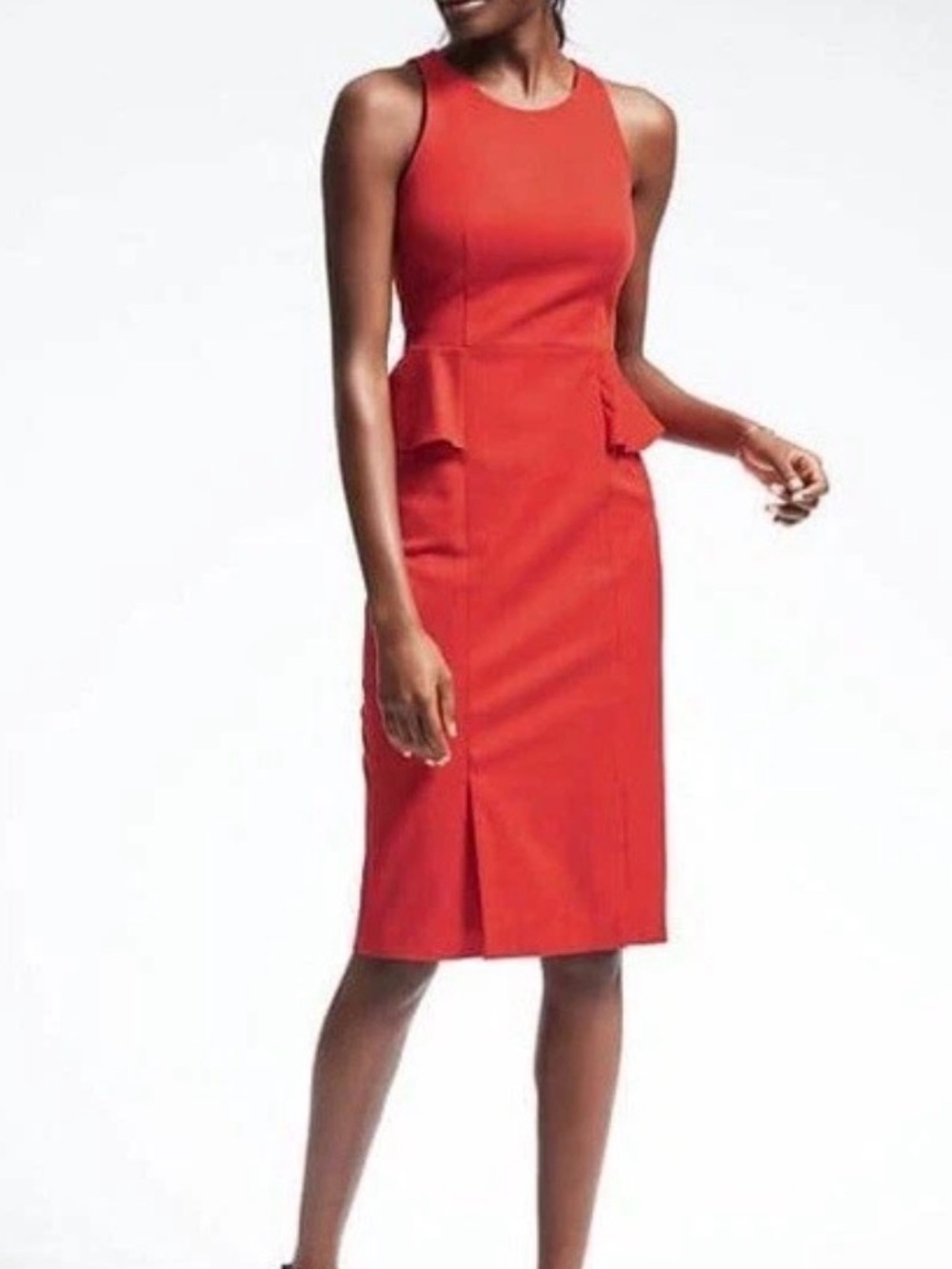 Banana Republic Red Sleeveless Peplum Midi Dress